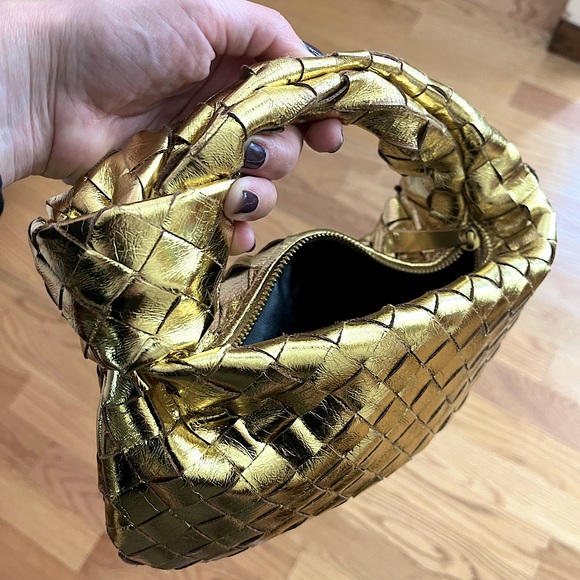 Genuine Leather Gold Metallic Bag - Picture 1 of 3